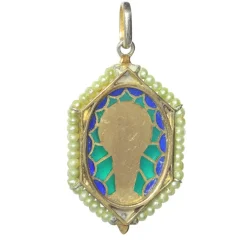 Médaille Diamants et émail plique-a-jour