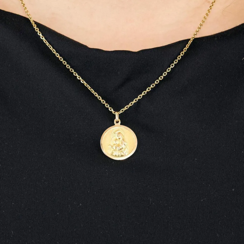 Médaille double face Vierge & Jésus en or jaune