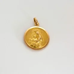 Médaille double face Vierge & Jésus en or jaune