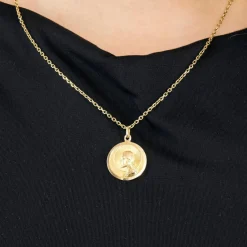 Médaille double face Vierge & Jésus en or jaune