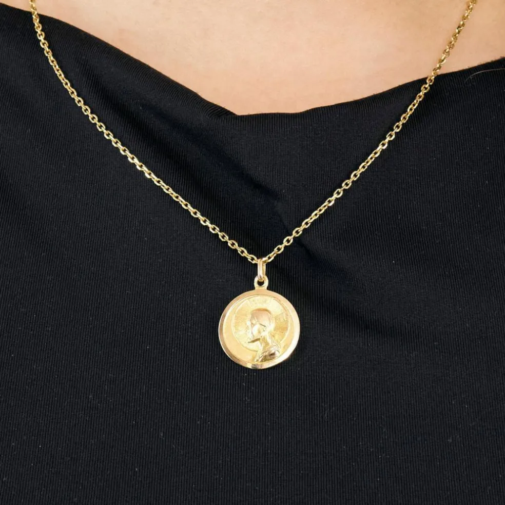 Médaille double face Vierge & Jésus en or jaune