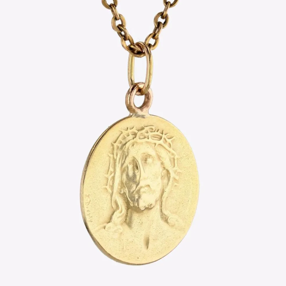 Médaille du Christ or jaune signée E.Dropsy