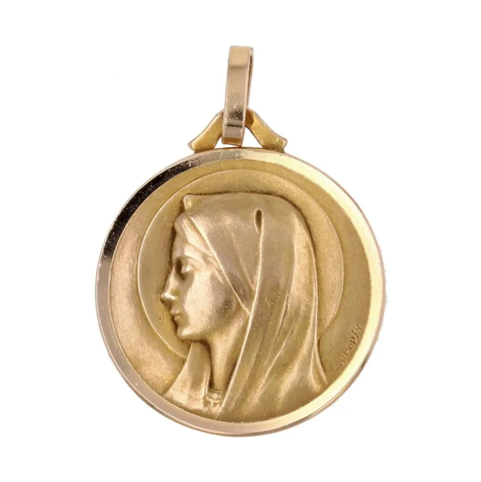 Médaille en or rose Vierge Marie auréolée