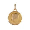 Médaille en or rose Vierge Marie auréolée signée Dropsy