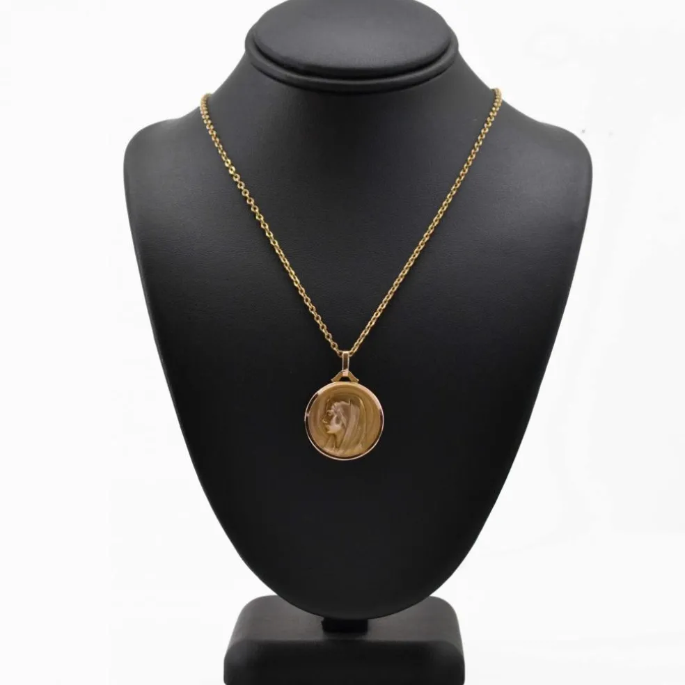 Médaille en or rose Vierge Marie auréolée