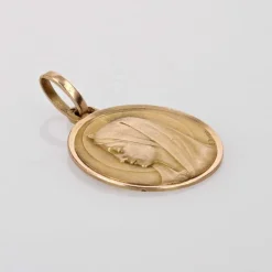 Médaille en or rose Vierge Marie auréolée signée Dropsy
