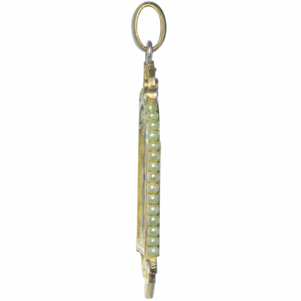 Médaille Marie vintage Diamants et émail plique-à-jour