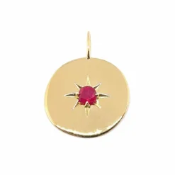 Médaille martelée rubis or jaune