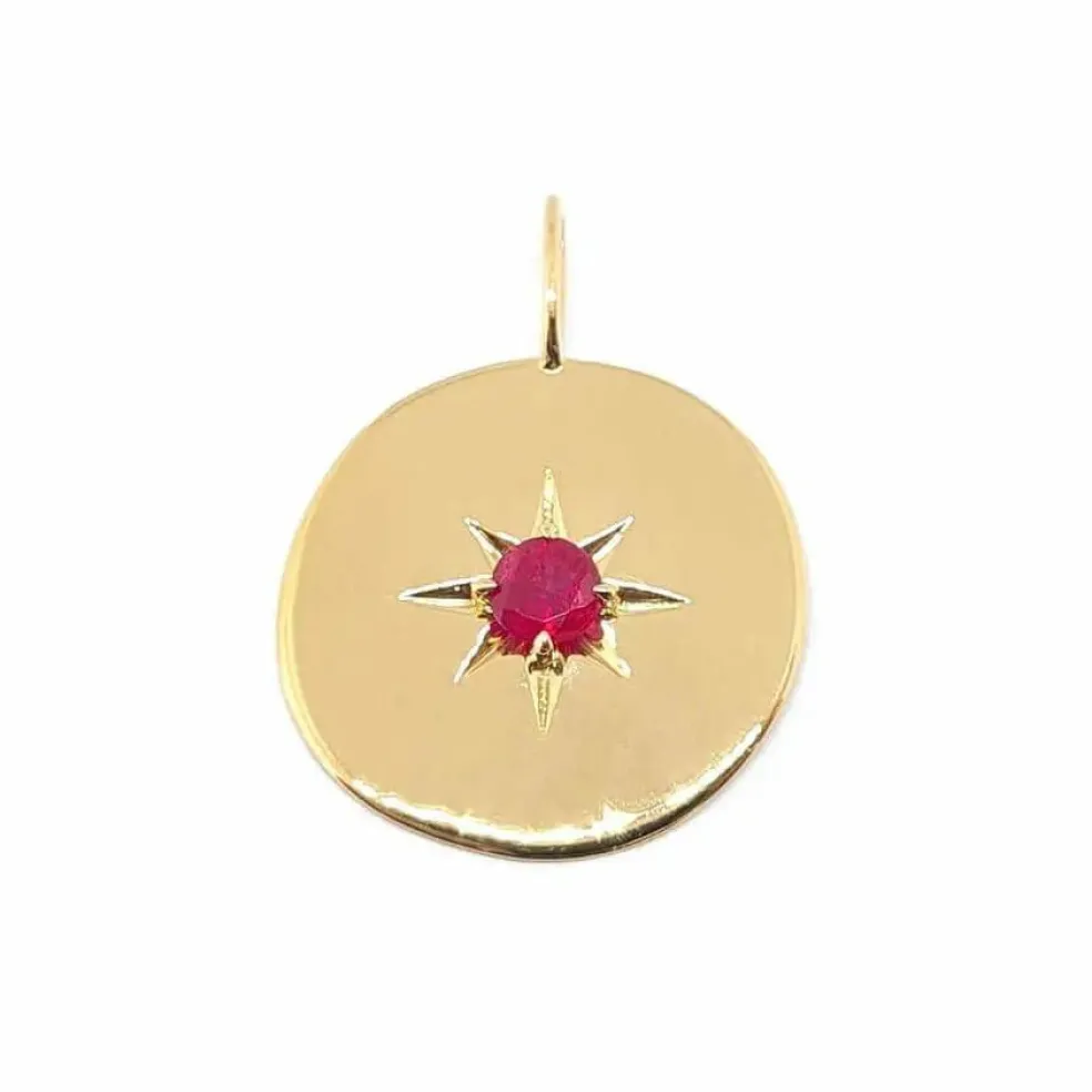 Médaille martelée rubis or jaune