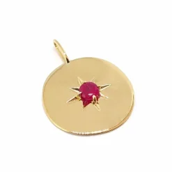 Médaille martelée rubis or jaune