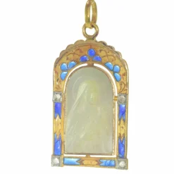 Médaille Nacre diamants émail plique-a-jour
