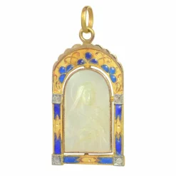 Médaille Nacre diamants émail plique-a-jour