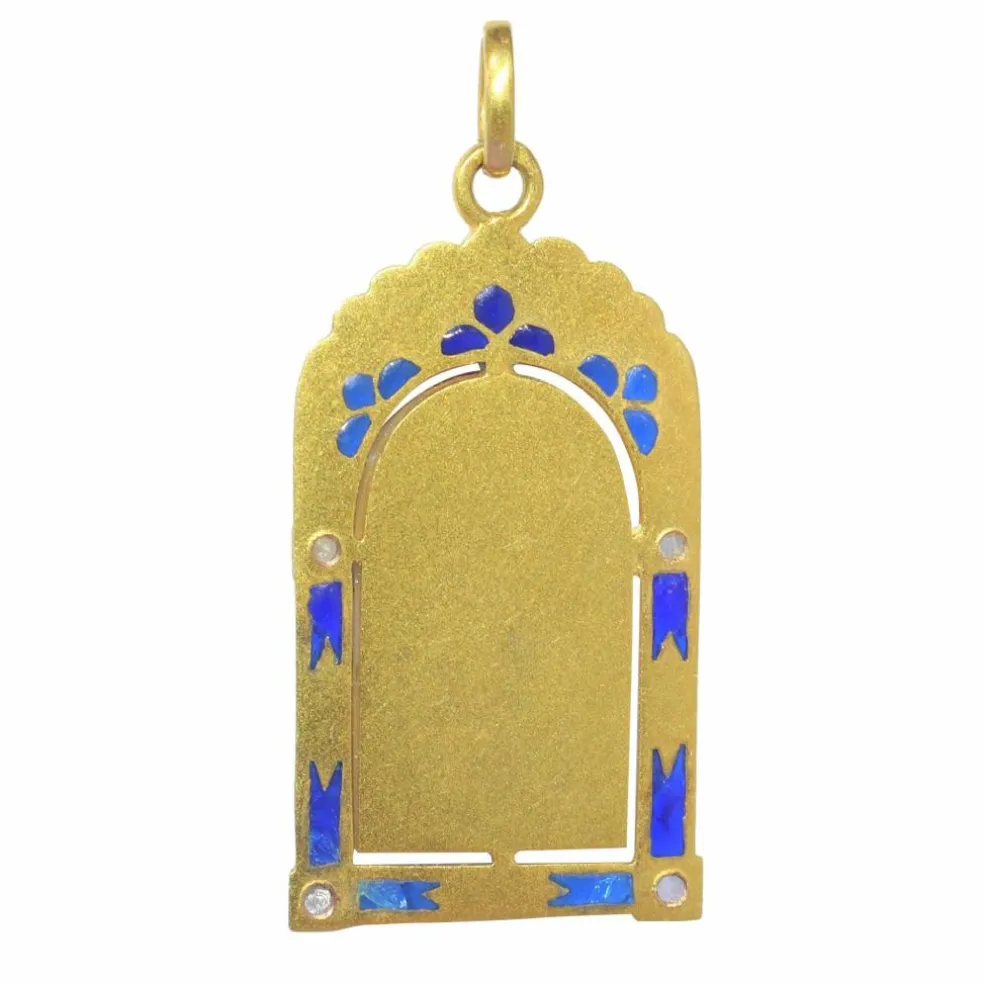 Médaille Nacre diamants émail plique-a-jour