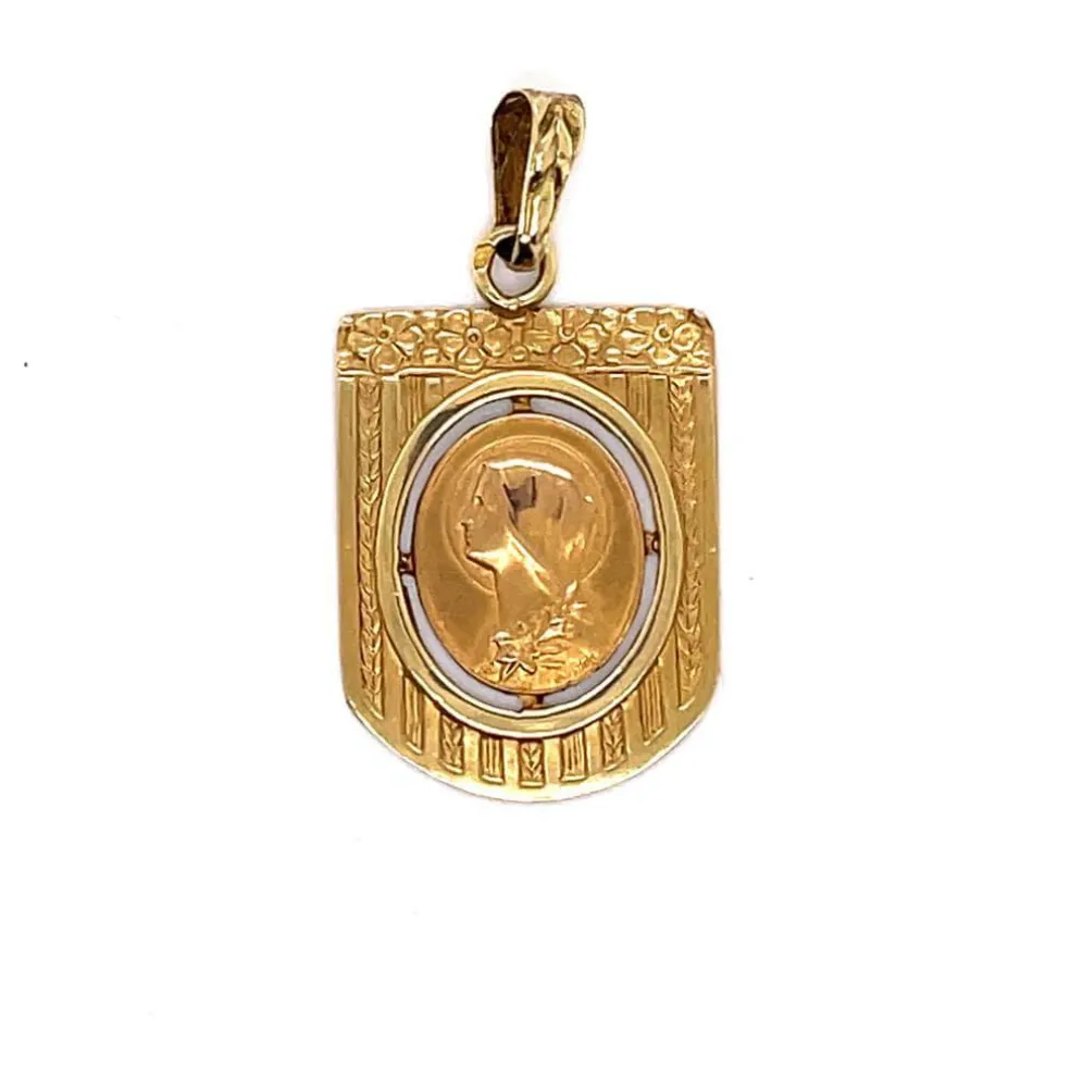 Médaille Or Jaune Art-Nouveau Vierge Marie