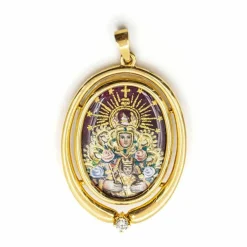 Médaille Or jaune Email de la Vierge de Montserrat