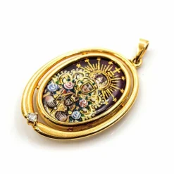 Médaille Or jaune Email de la Vierge de Montserrat
