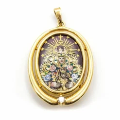 Médaille Or jaune Email de la Vierge de Montserrat