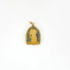 Médaille or jaune et émail et pierres