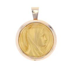 Médaille or jaune et rose Vierge Marie auréolée
