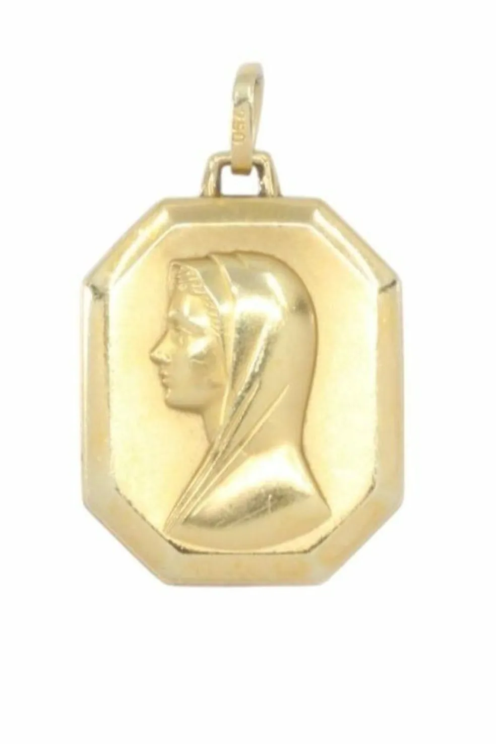 Médaille or jaune notre dame de lourdes