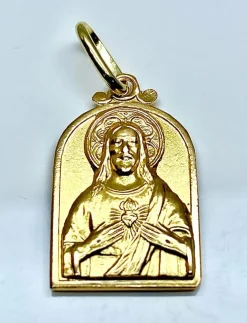 Médaille or jaune Sacré coeur / Vierge à l’enfant