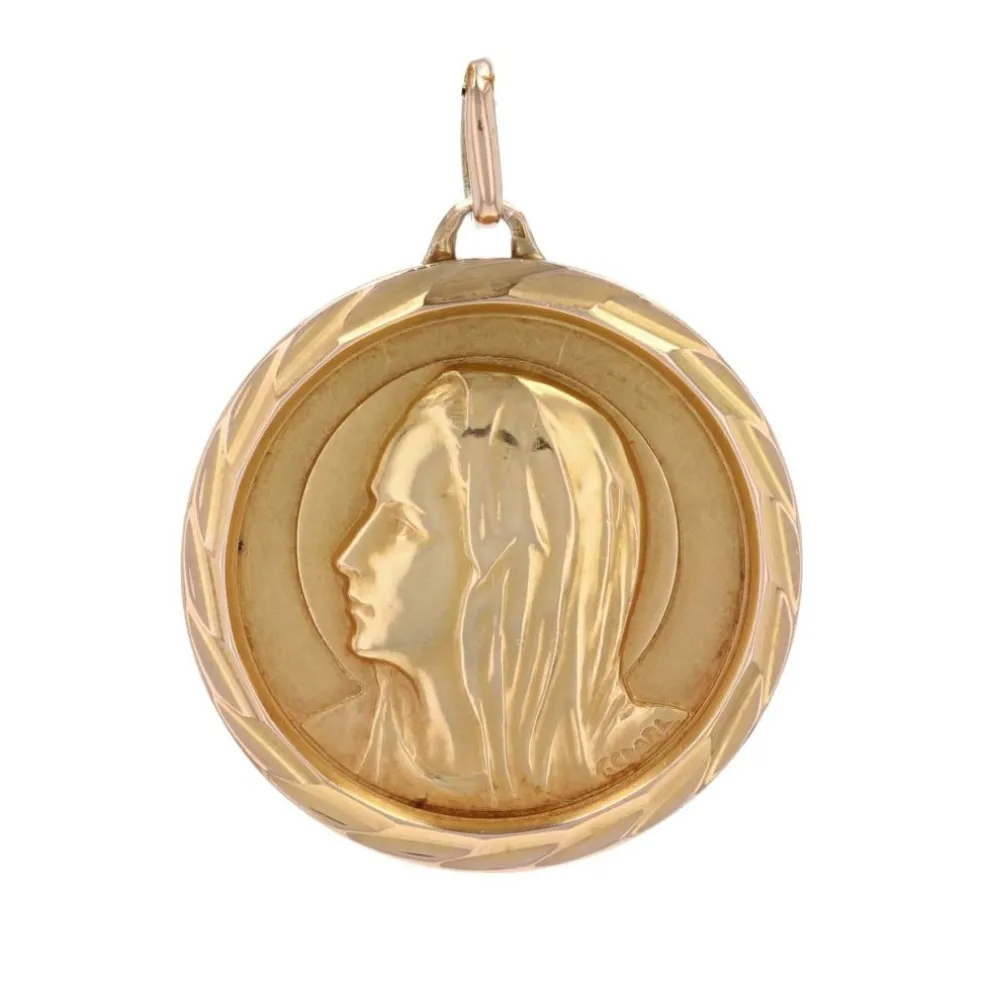 Médaille or jaune Vierge Marie auréolée