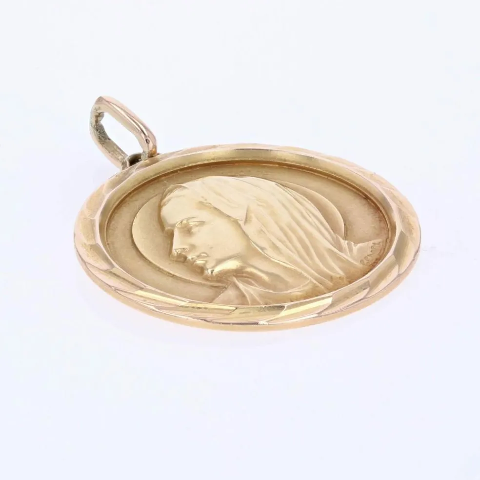 Médaille or jaune Vierge Marie auréolée