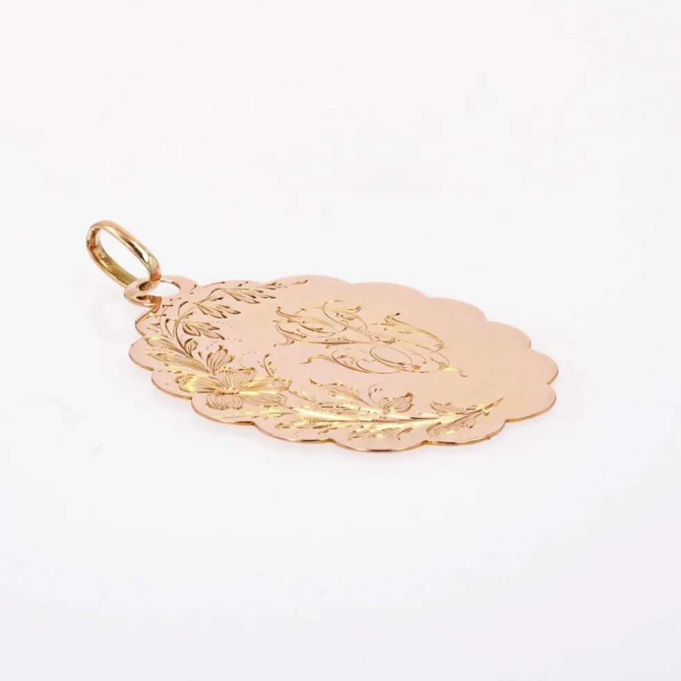 Médaille or rose gravée ancienne