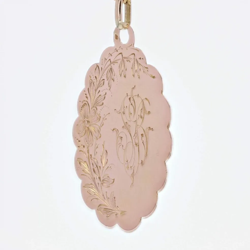 Médaille or rose gravée ancienne