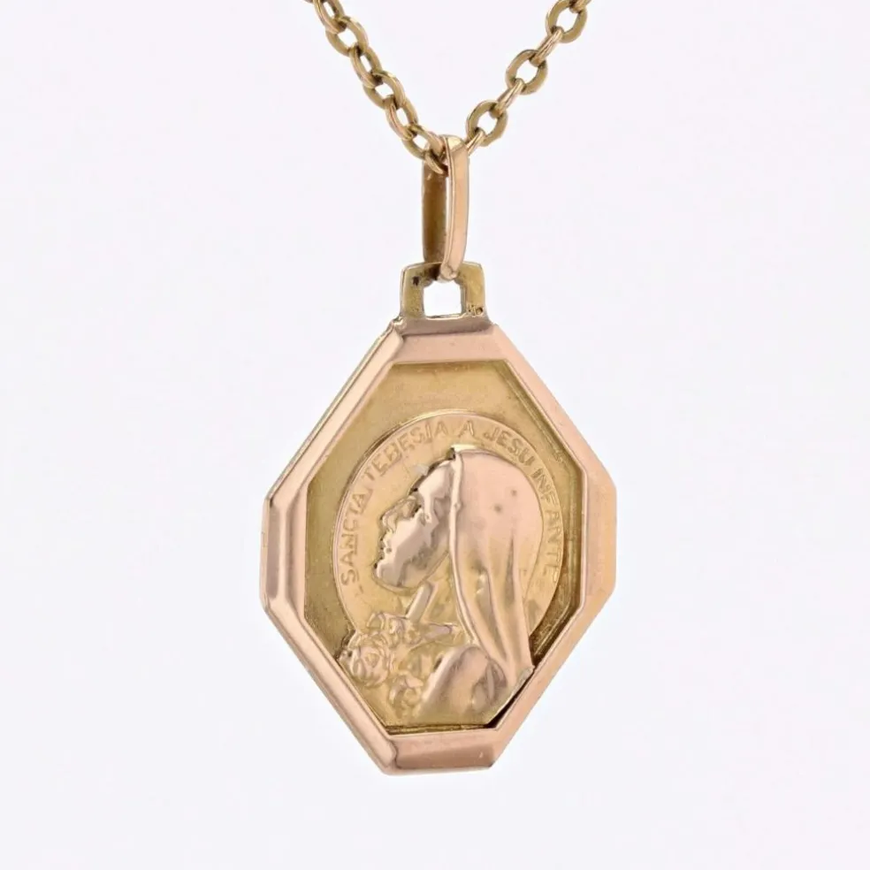 Médaille or rose Sainte Thérèse