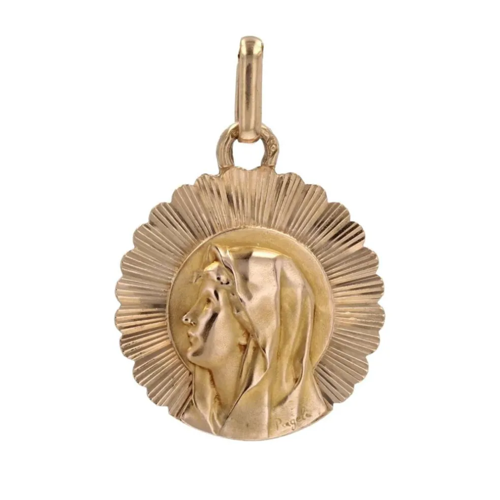 Médaille or rose Vierge Marie rayonnante