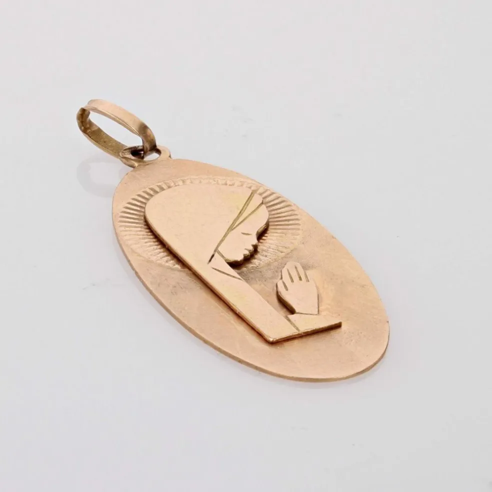 Médaille or rose Vierge Marie stylisée