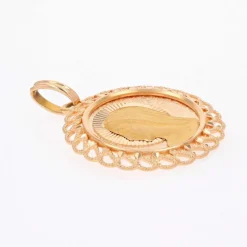 Médaille or rose Vierge Marie bordure ajourée