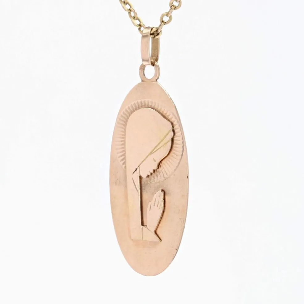 Médaille or rose Vierge Marie stylisée