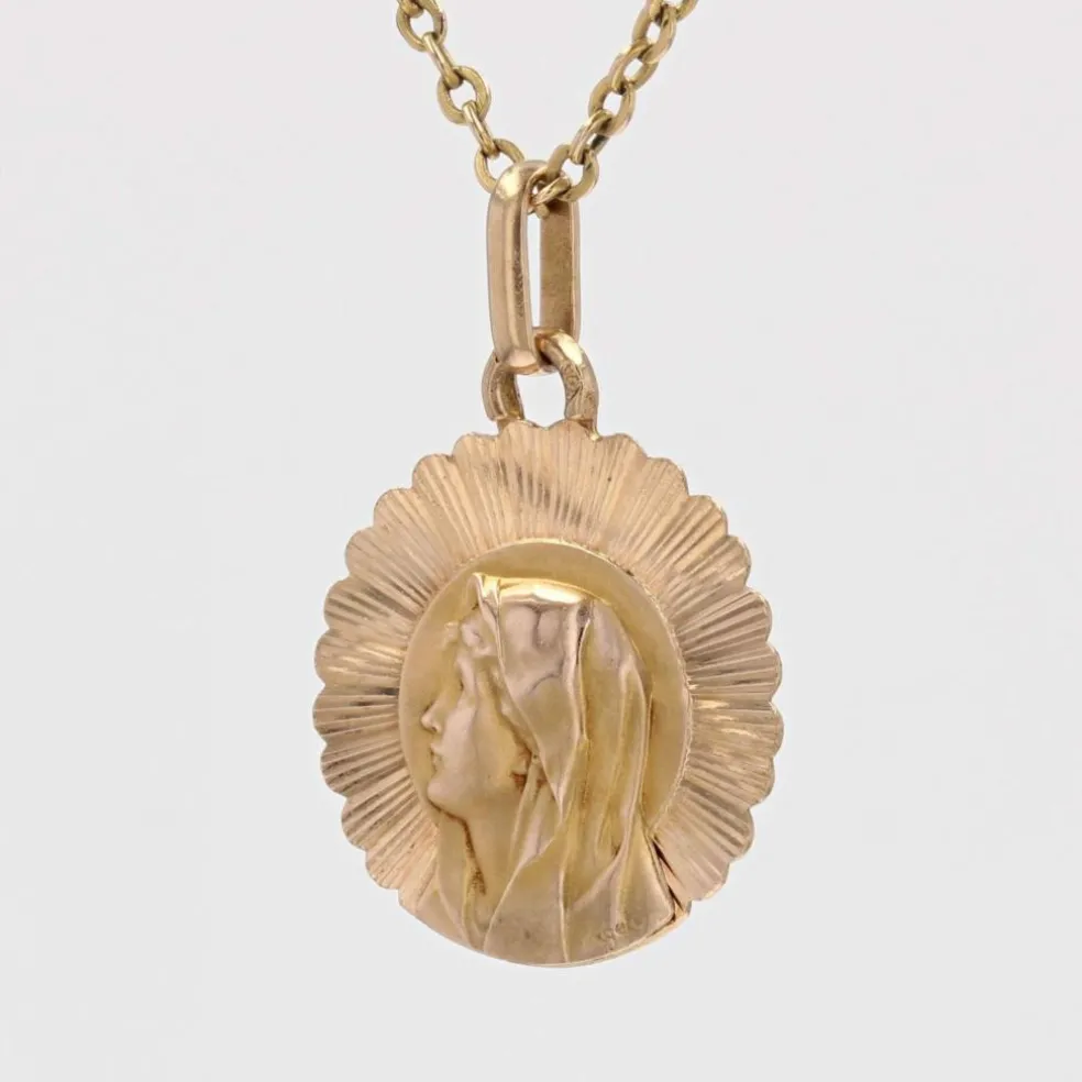 Médaille or rose Vierge Marie rayonnante