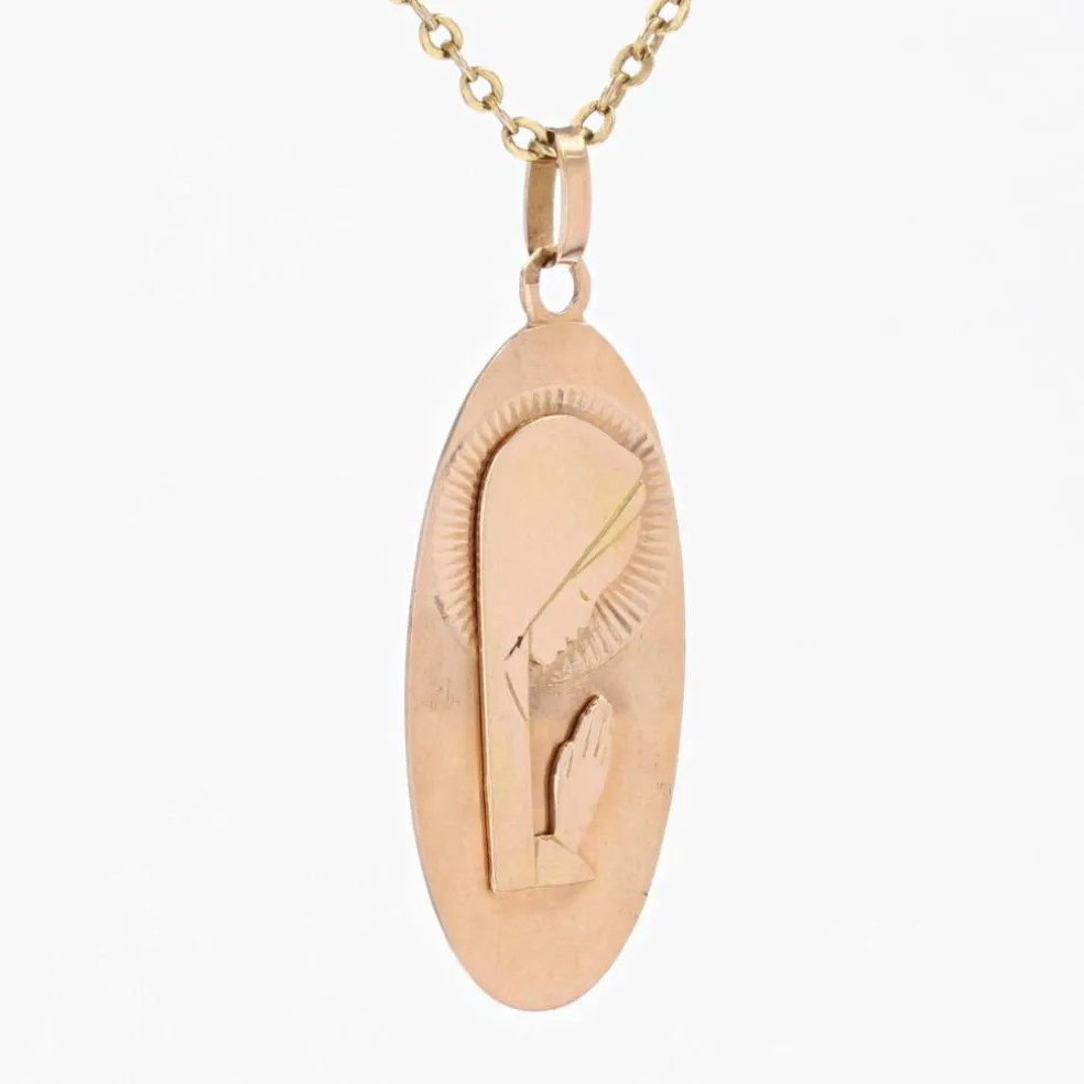 Médaille or rose Vierge Marie stylisée
