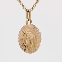 Médaille or rose Vierge Marie rayonnante