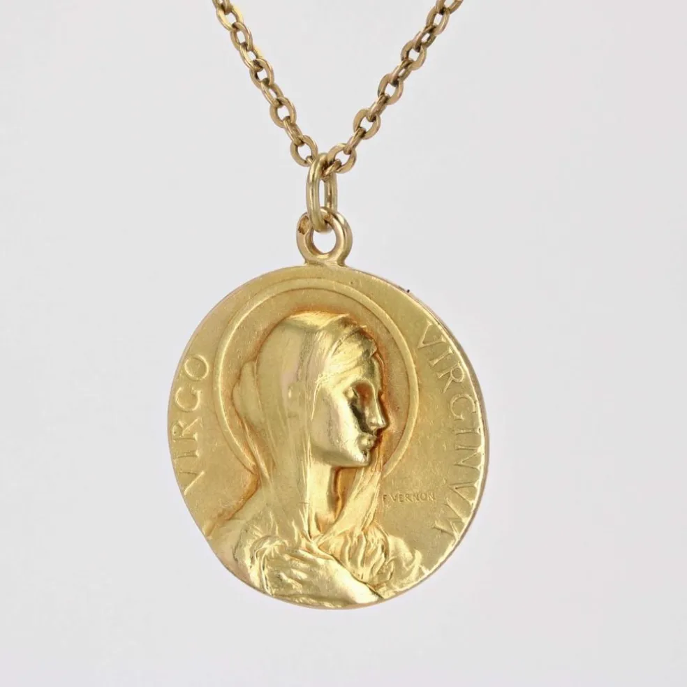 Médaille or Vierge Marie signée Vernon