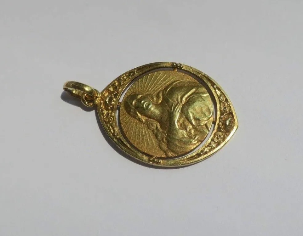 Médaille pendentif Dropsy Art Nouveau Vierge