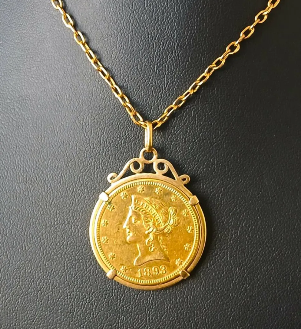 Médaille porte-pièce monnaie américaine, 10 dollars Liberty head.