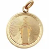 Médaille religieuse victorienne or rose 18k vierge et décorations finement ciselées (circa 1885)