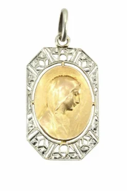 Médaille Religieuse Vierge Art Déco Signée Dropsy