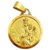 Médaille religieuse vintage or jaune double face représentant la vierge et Jésus Christ