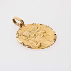 Médaille ronde Saint Christophe or jaune