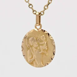 Médaille ronde Saint Christophe or jaune