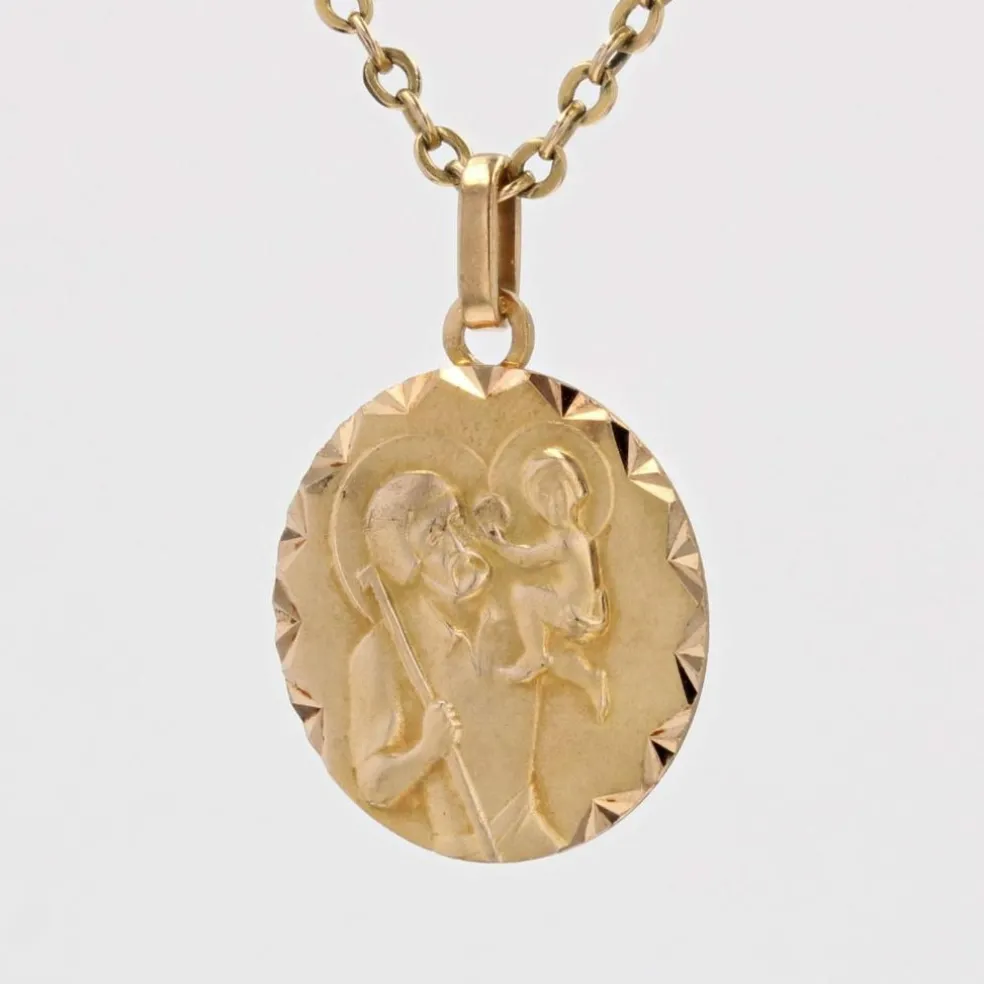 Médaille ronde Saint Christophe or jaune