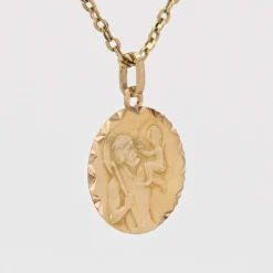 Médaille ronde Saint Christophe or jaune