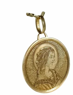 Médaille Sainte Vierge en or guilloché