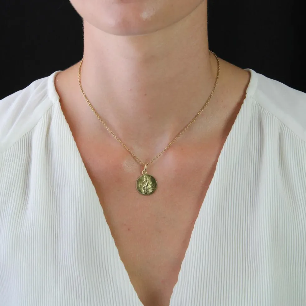 Médaille scapulaire or jaune signée Lasserre