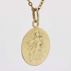 Médaille scapulaire or jaune signée Lasserre